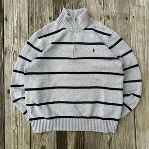 polo ralph Lauren men's large striped quarter zip pullover